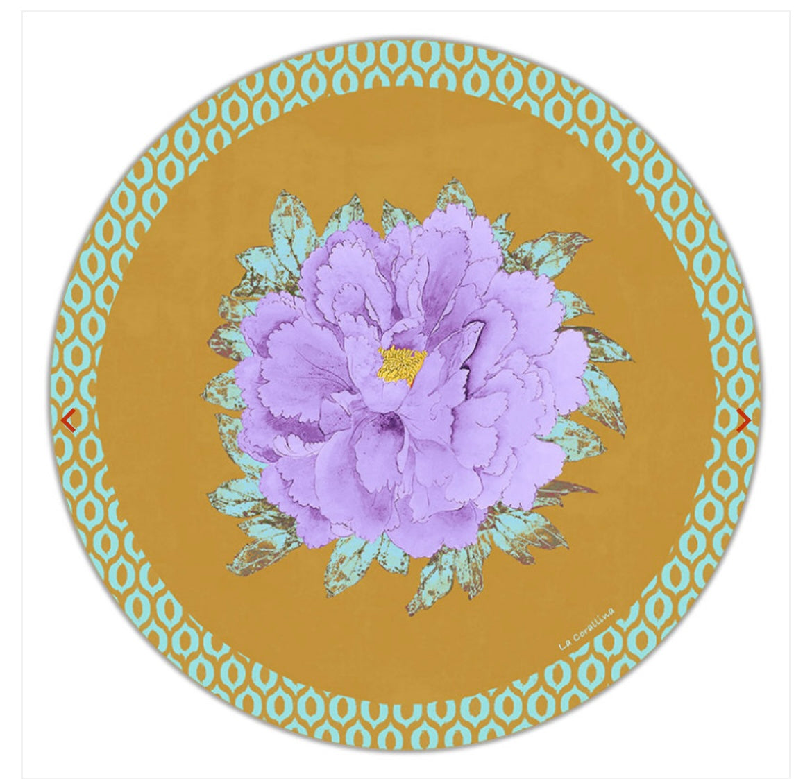 Sottopiatto Panarea Ikat fiore viola su senape cm 34