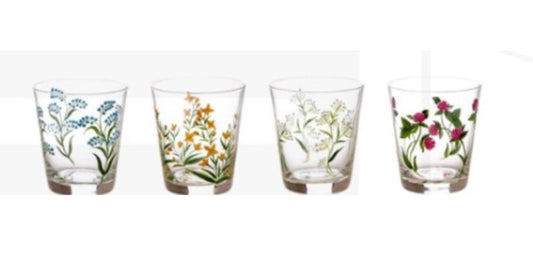 Set 4 bicchieri bassi Flora dipinti a mano