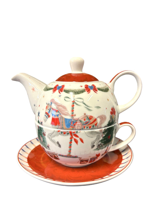 Teiera con tazza tea for one Cavalli natalizio