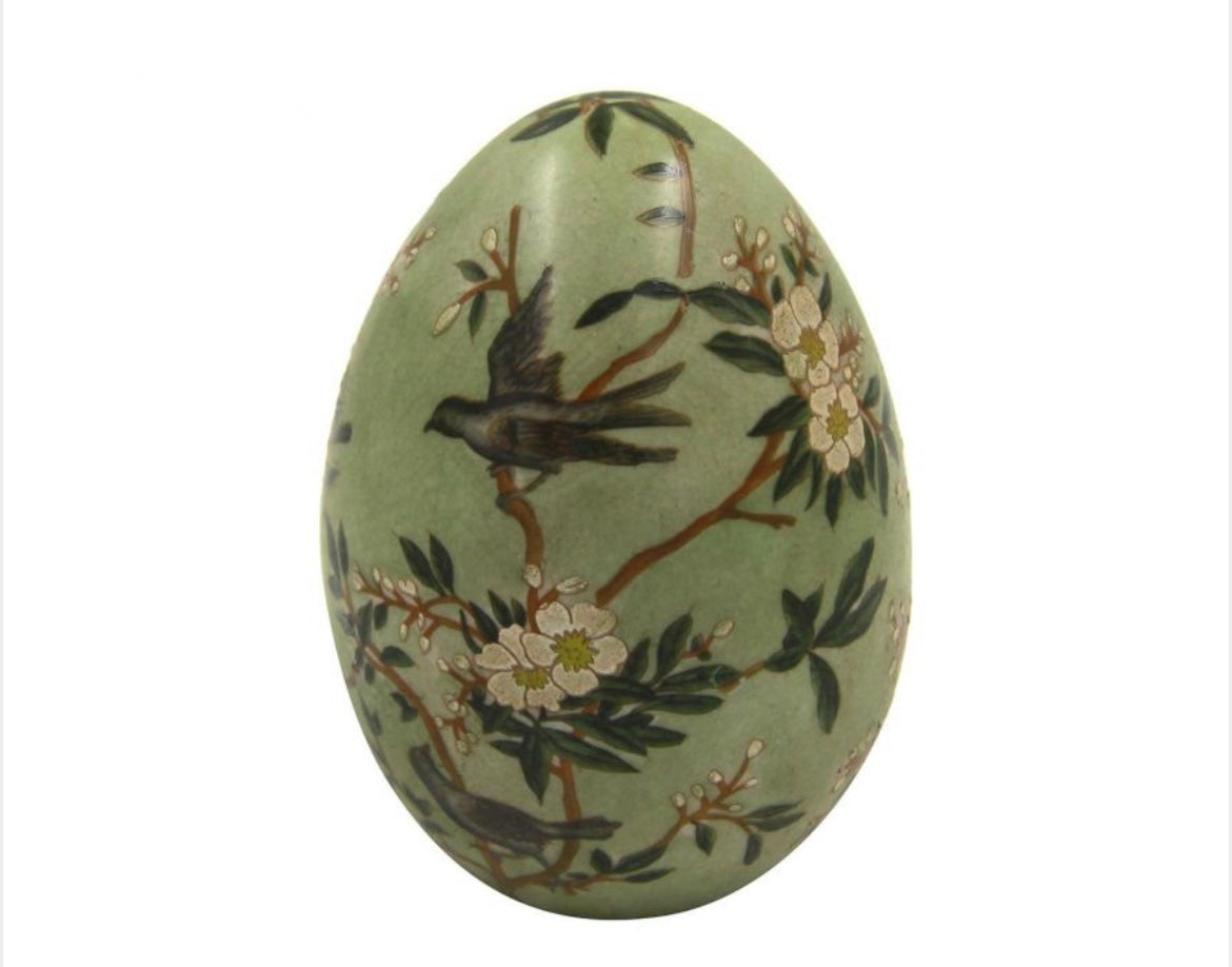 Uovo con uccellini con decorazioni in bronzo – Bottega d'Arte Stringa