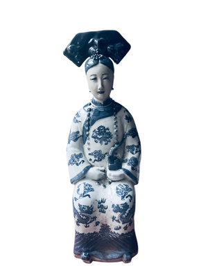 Statuetta dama cinese Bianca e blu