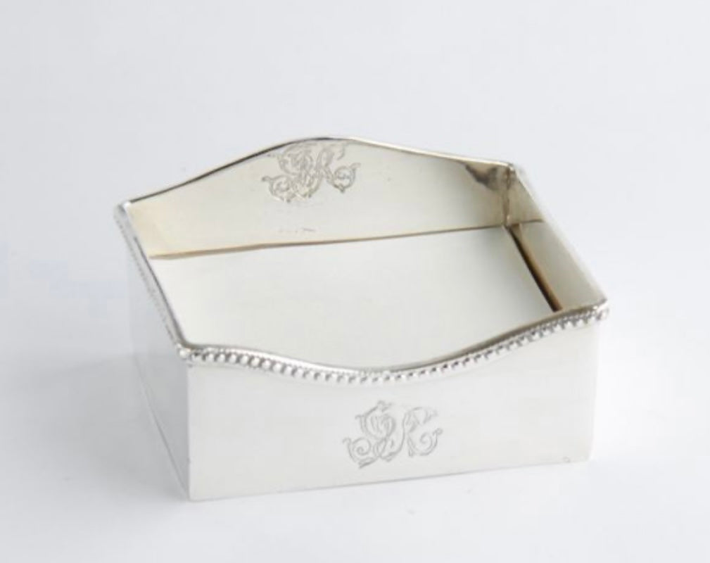 English Sheffield card holder with monogram 