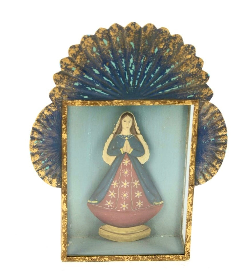 Teca della Madonna in preghiera , azzurro