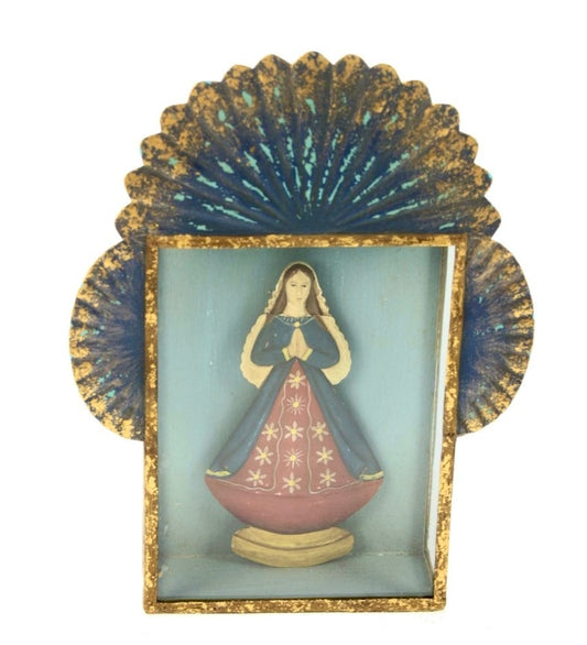 Teca della Madonna in preghiera , azzurro