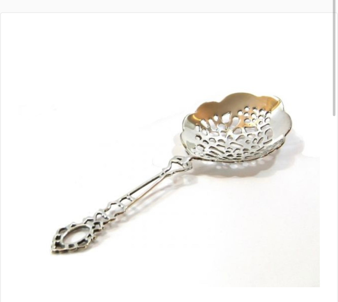 Openwork serving spoon in English Sheffield 