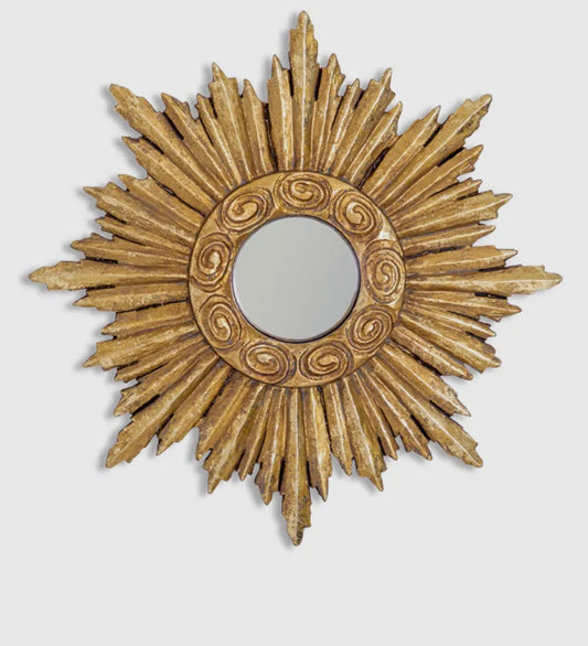 Specchio convesso con cornice decorata in oro
piccolo sole