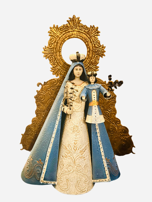 Madonna  azzurra con bambino aureola grande Oro