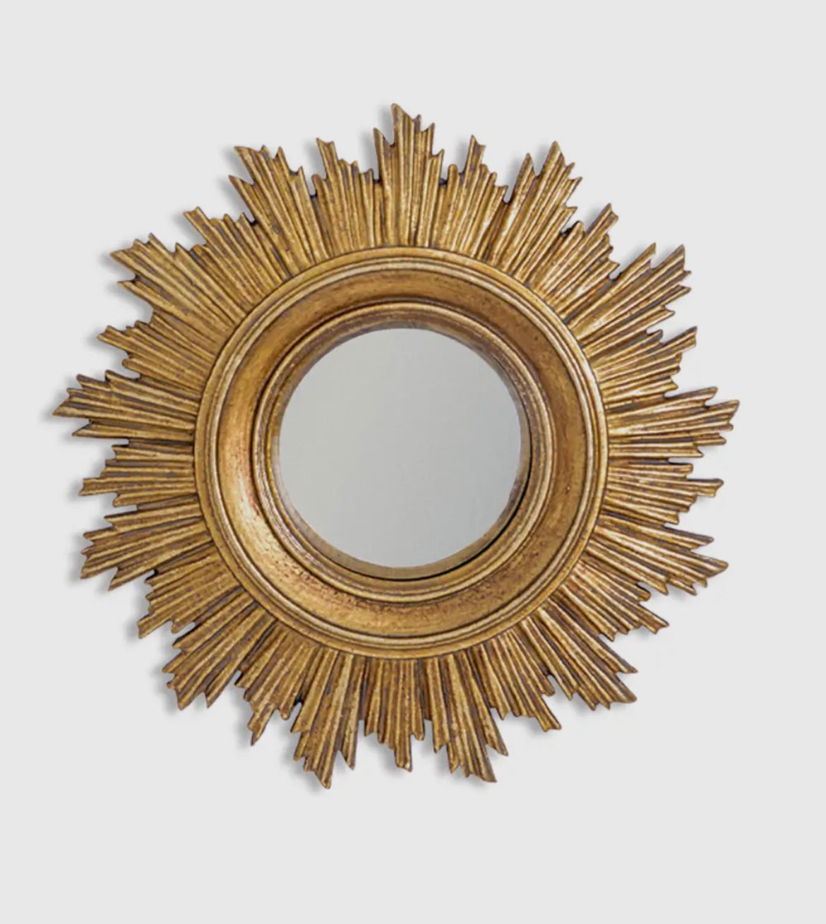Specchio convesso piccolo ornato in oro anticato mosso