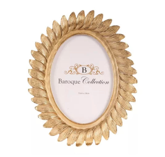 Cornice portafoto in resina 25 cm ovale oro