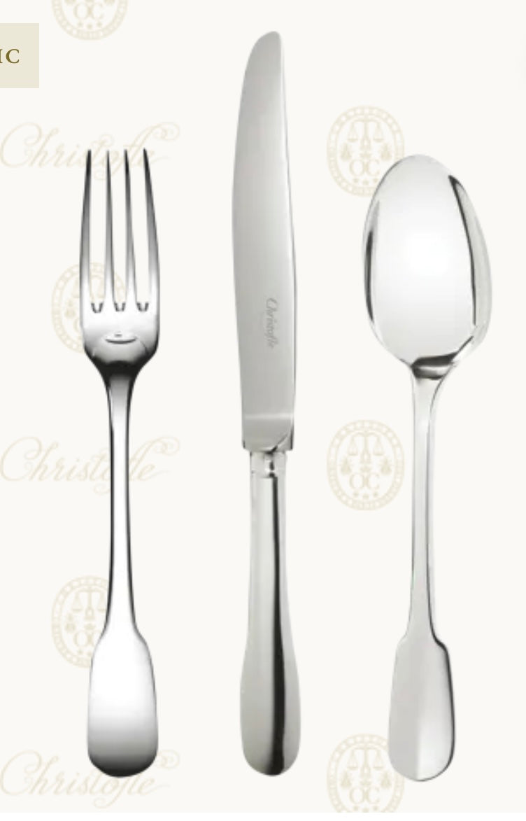 Posate Cluny Christofle argento,forchetta cucchiaio e coltello standard. sei posti tavola