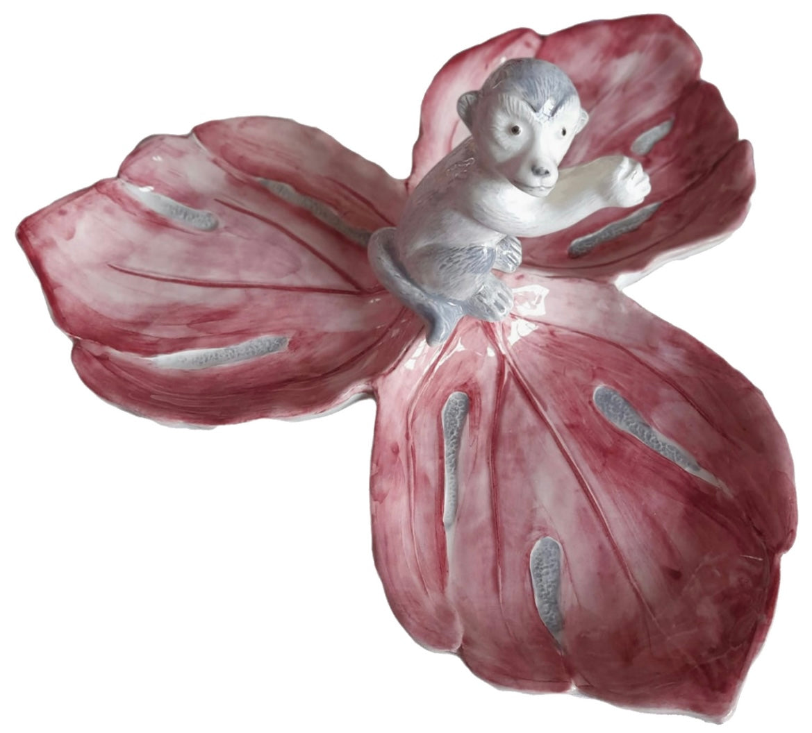 Antipastiera centrotavola tre foglie radicchio con scimmietta