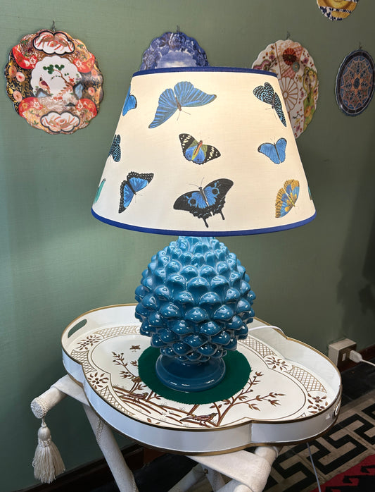 Pine cone lamp with butterfly lampshade
