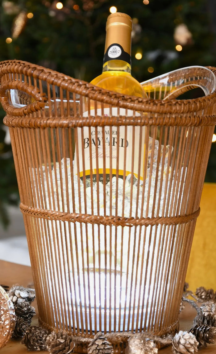 Secchiello per champagne ricaricabile LED in rattan