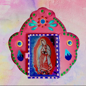 Teca votiva Vergine di Guadalupe artigianale
messicana
