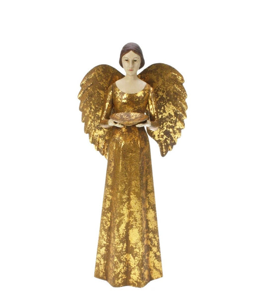Angelo oro con ali oro portacandela