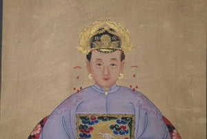Coppia di ritratti di dignitari cinesi vestito viola cm 100 x 50