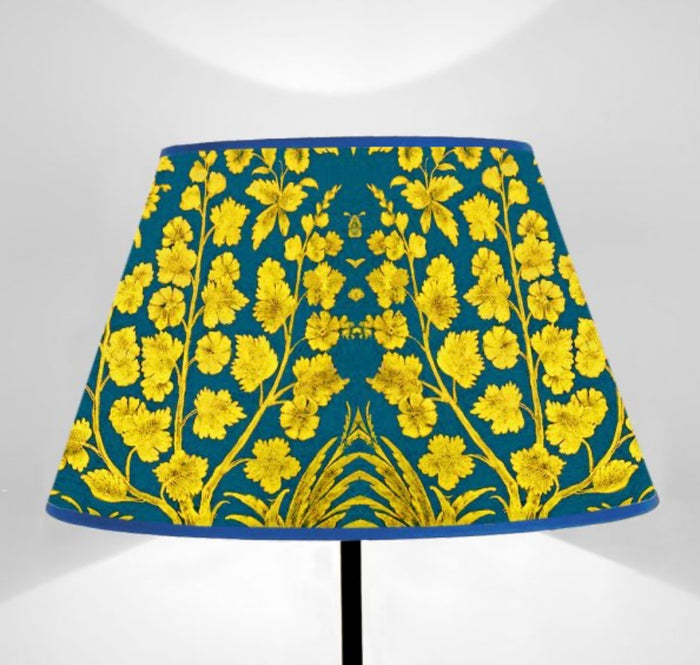 Paralume tronco di cono Floralia oro e peacock cm 20