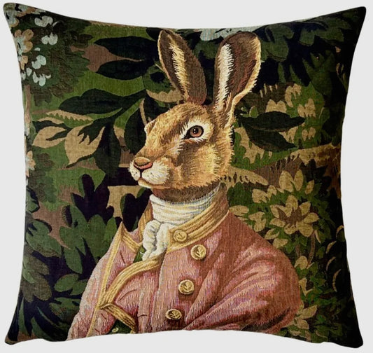Hare-shaped cushion with forest