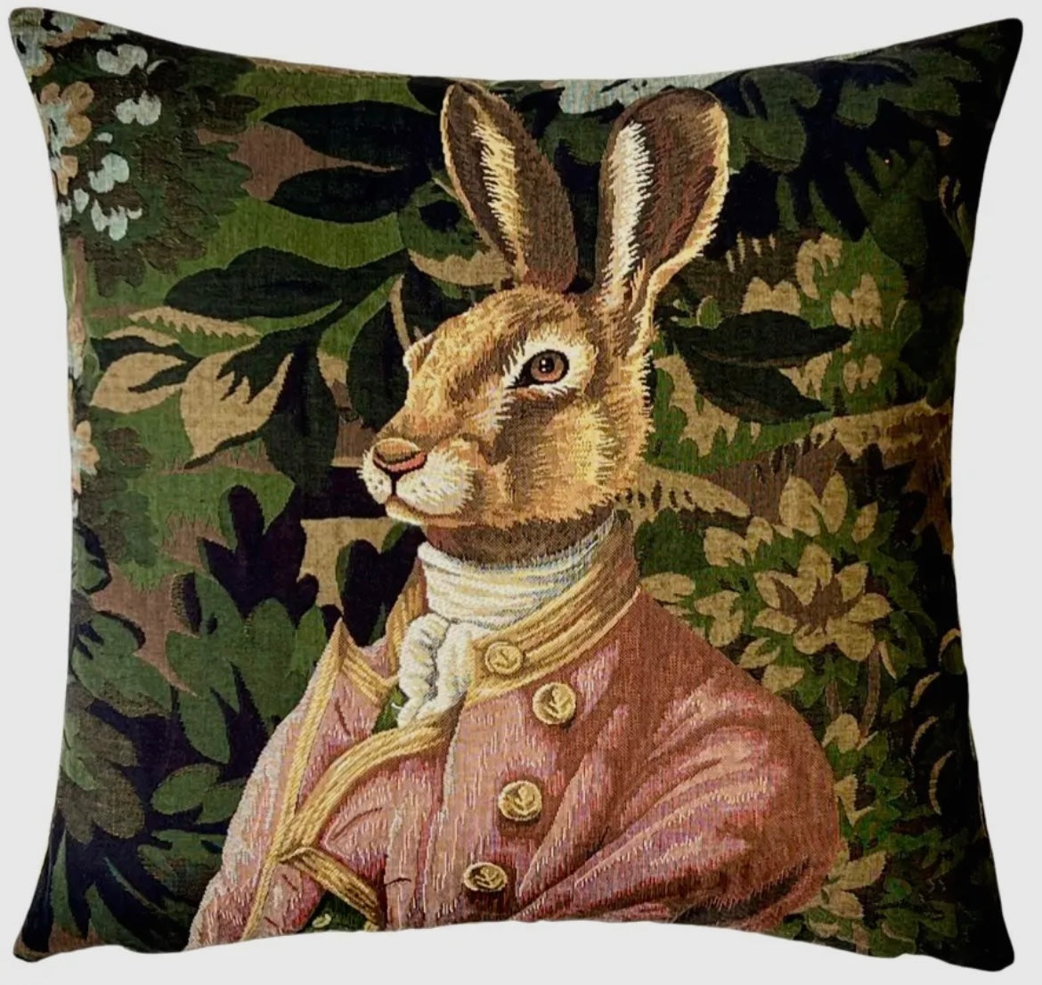Hare-shaped cushion with forest