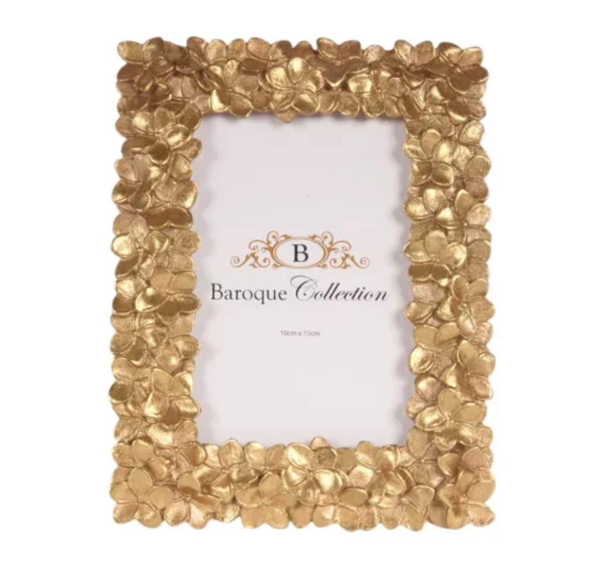 Cornice portafoto in resina 20.5 cm fiori grande oro