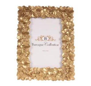 Cornice portafoto in resina 20.5 cm fiori grande oro