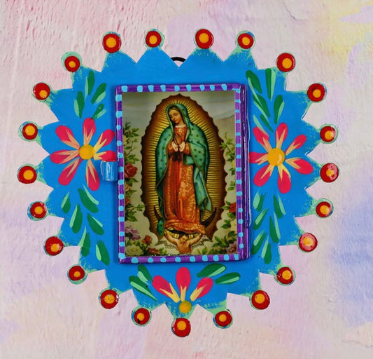 Teca votiva Vergine di Guadalupe artigianale
messicana