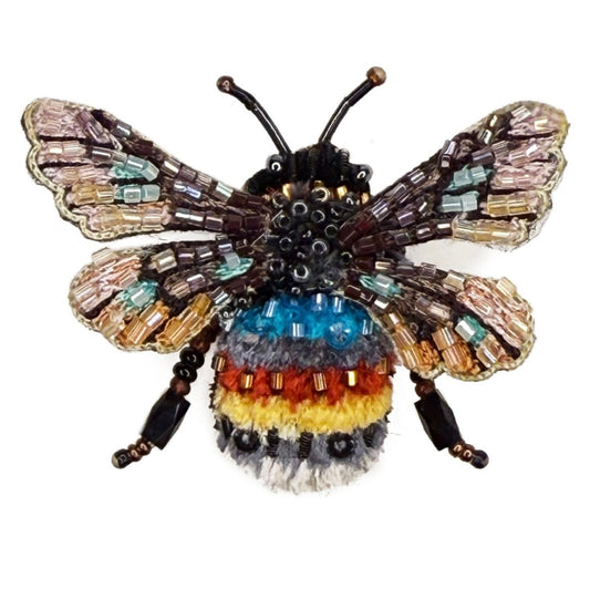 Spilla realizzata a mano con perline Ape a strisce Trovelore