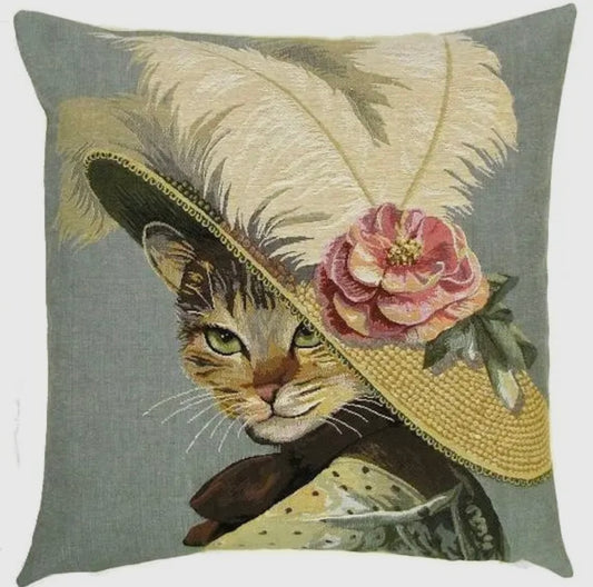 Cat with hat cushion cover
