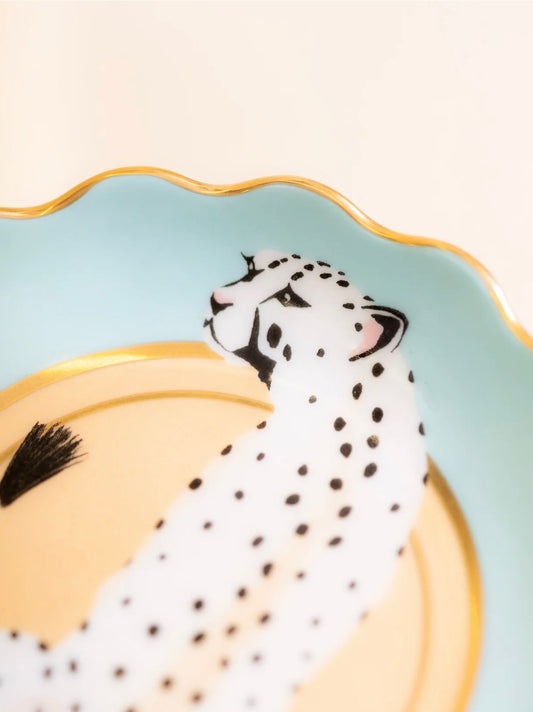 Yvonne Ellen plat à bijoux rond avec léopard