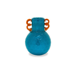 Vaso blu con manici arancio