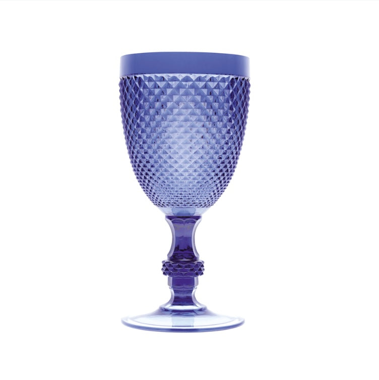 Bicchiere calice Diamond in plastica blu cobalto , set di sei