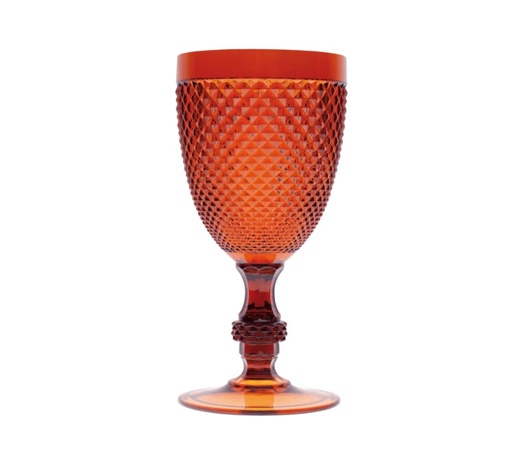 Bicchiere calice in plastica Diamond arancio, set di sei