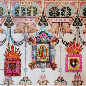 Teca devozionale artigianale messicana  Vergine di Guadalupe