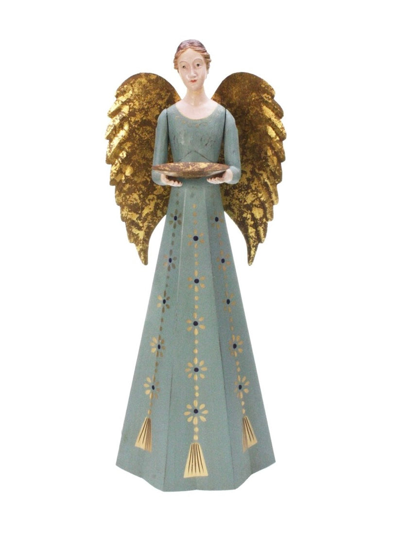 Angelo grande verde fiori con piatto