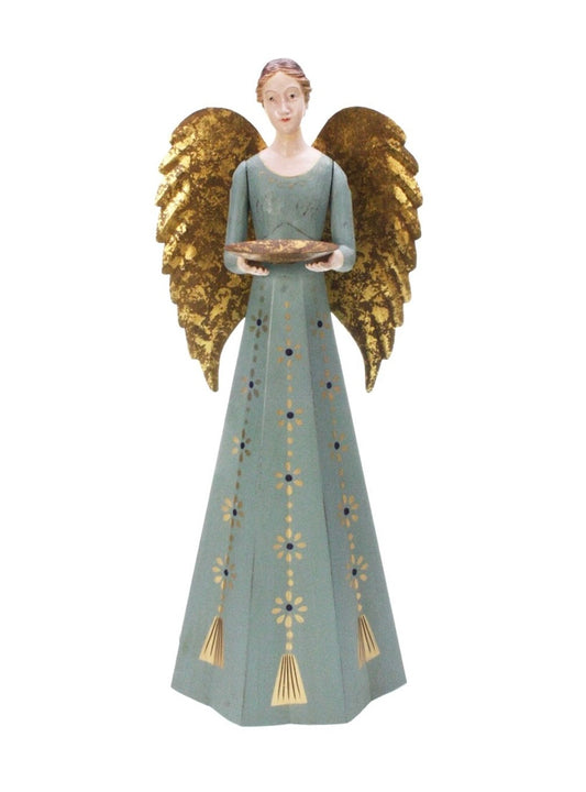 Angelo grande verde fiori con piatto