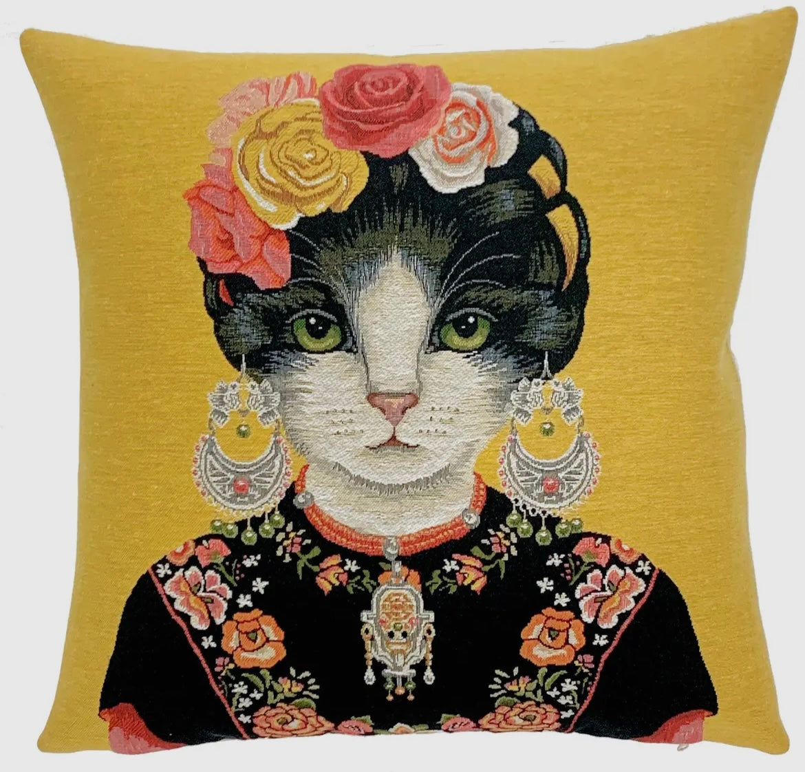 Frida Khalo cat cushion cover