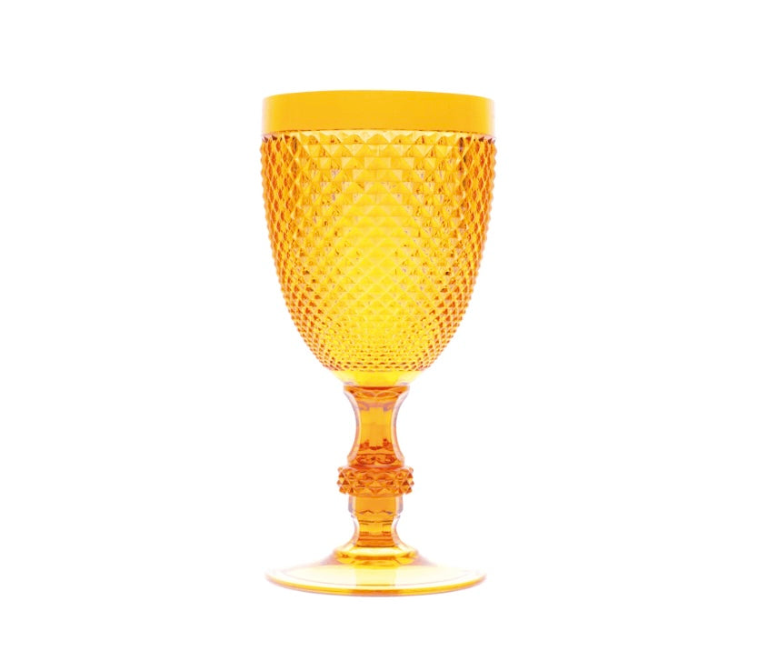 Bicchiere calice in plastica Diamond giallo , set di sei
