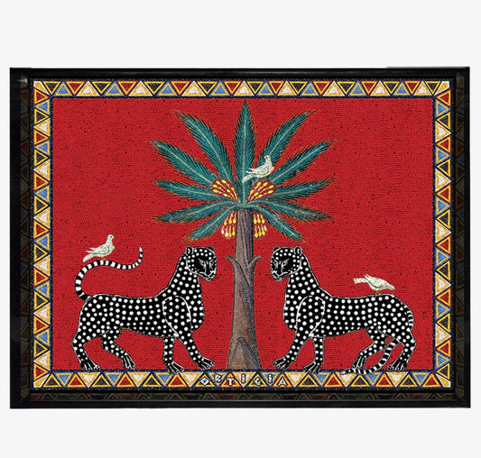 Vassoio mosaico ghepardo rosso Ortigia grande 38 x 28