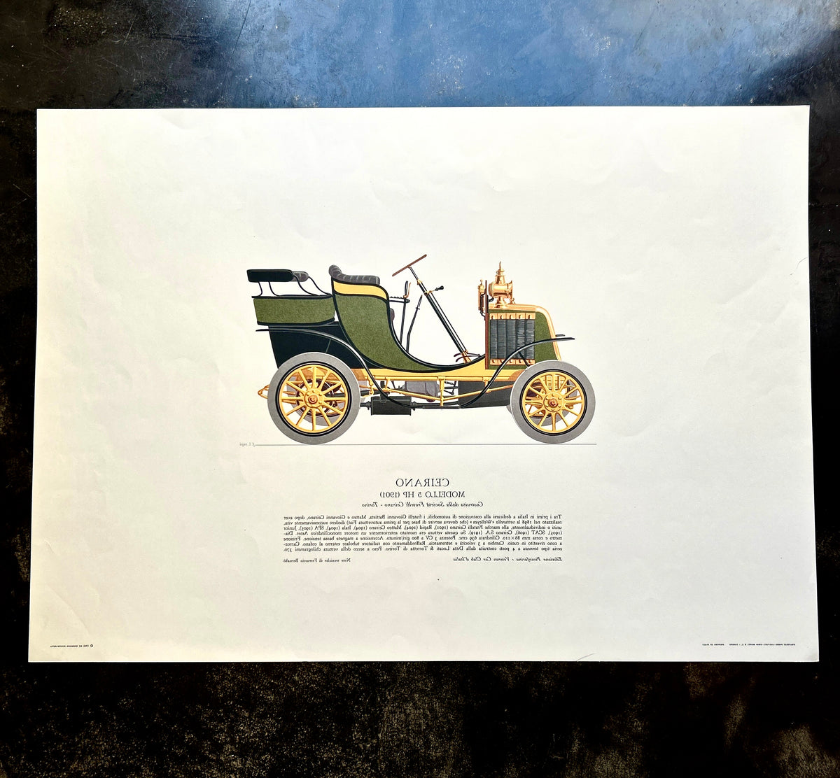 Stampa “ Le automobili italiane “ Ceirano modello 5 hp( 1901)
