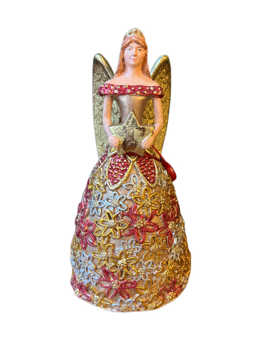 Gold angel with star in resin