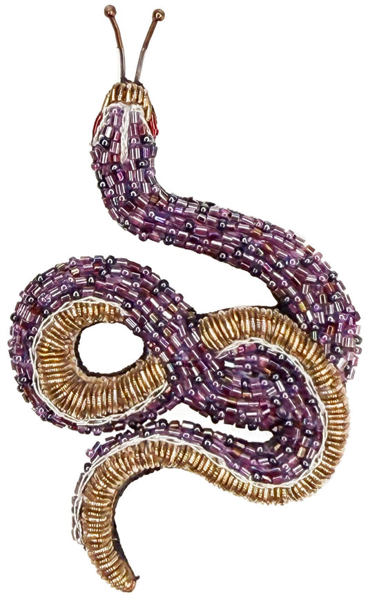 Spilla realizzata a mano con perline Serpente ametista Trovelore