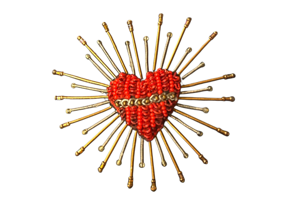 Spilla realizzata a mano con perline Sacro Cuore Travelore piccolo