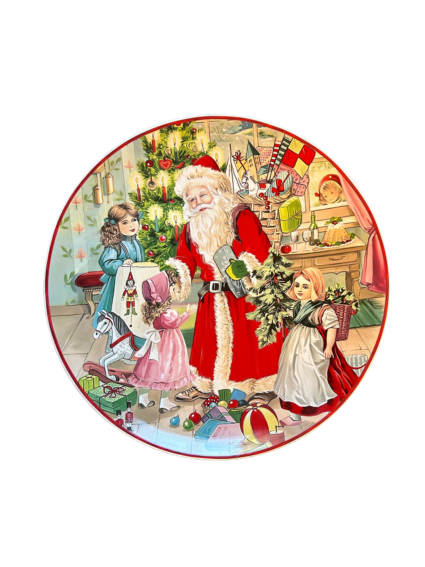 Piatto panettone Babbo Natale e bambini