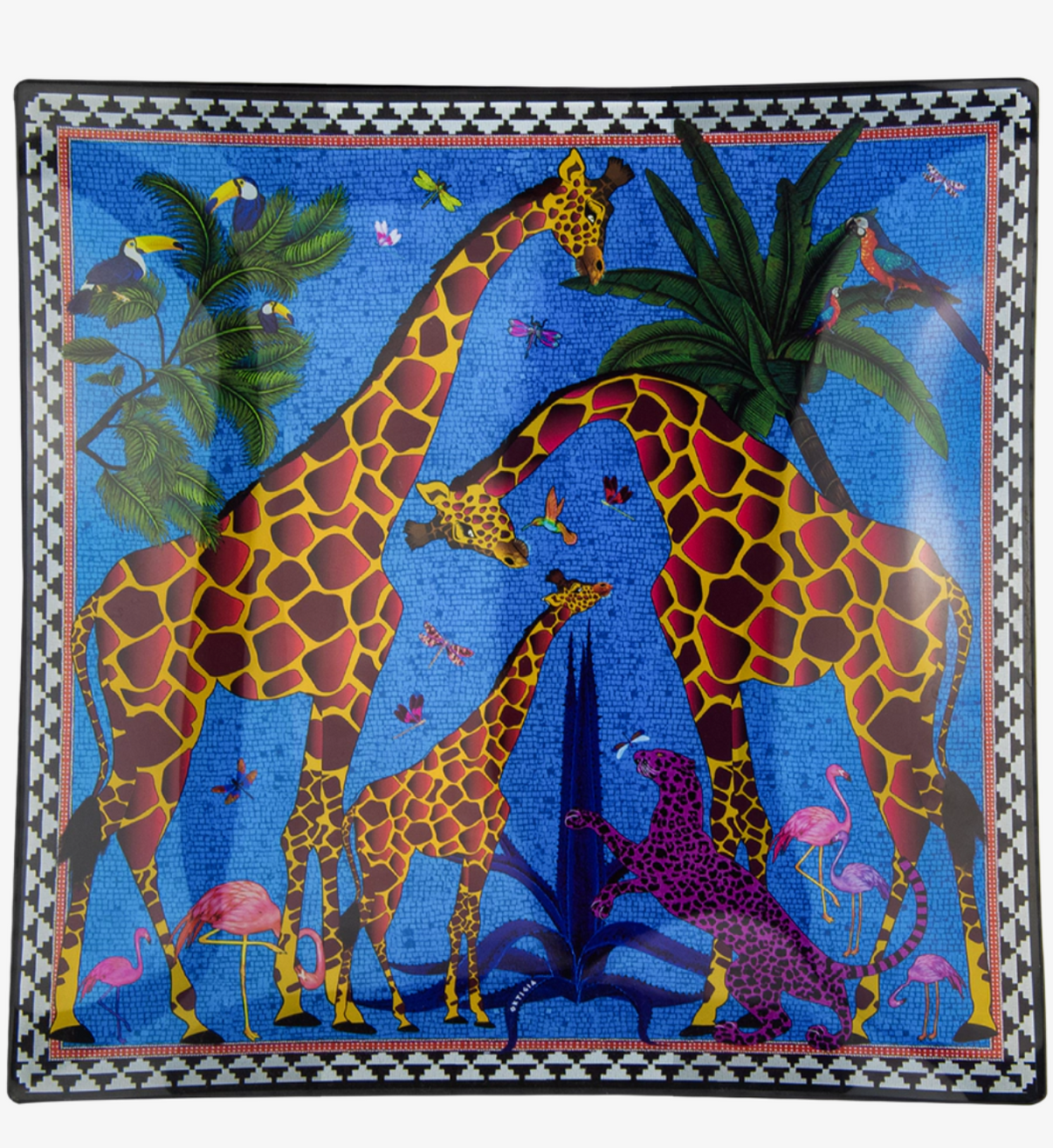 Piatto di Vetro Giraffe Blu 25 x 25cm
