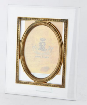 Cornice assemblata cristallo con bordo oro cm 28,5 x 23,5