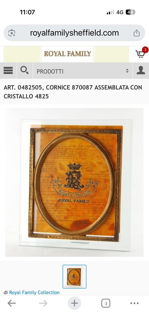Cornice assemblata con bordo oro cm 33 x 30