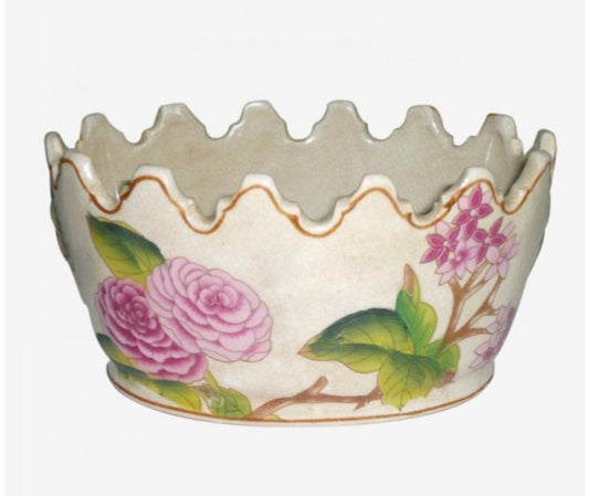 Cachepot portavaso ovale piccolo smerlato Camelia