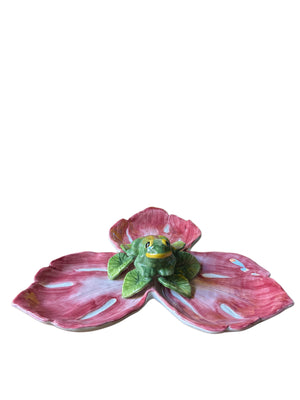 Centrotavola antipastiera 3 foglie con rana
