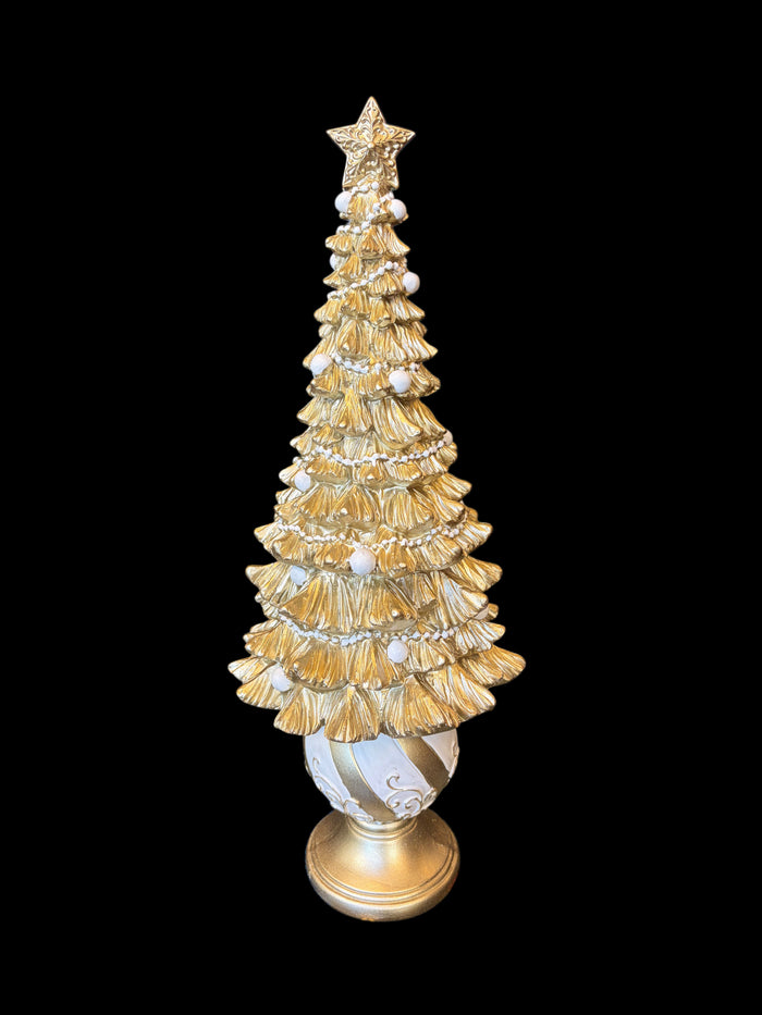 Albero di Natale  oro su sfera champagne grande h cm 43