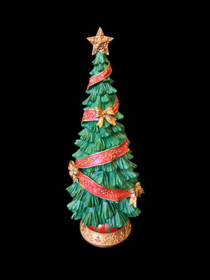 Albero di Natale verde nastro e fiocchi h cm 38